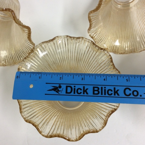 VTG 4 Ceiling Shades Amber Glass Ruffled Edge - Picture 8 of 9